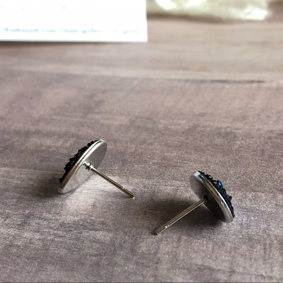 Blueberry Faux Druzy Teardrop Stainless Earrings - Picture 7 of 14